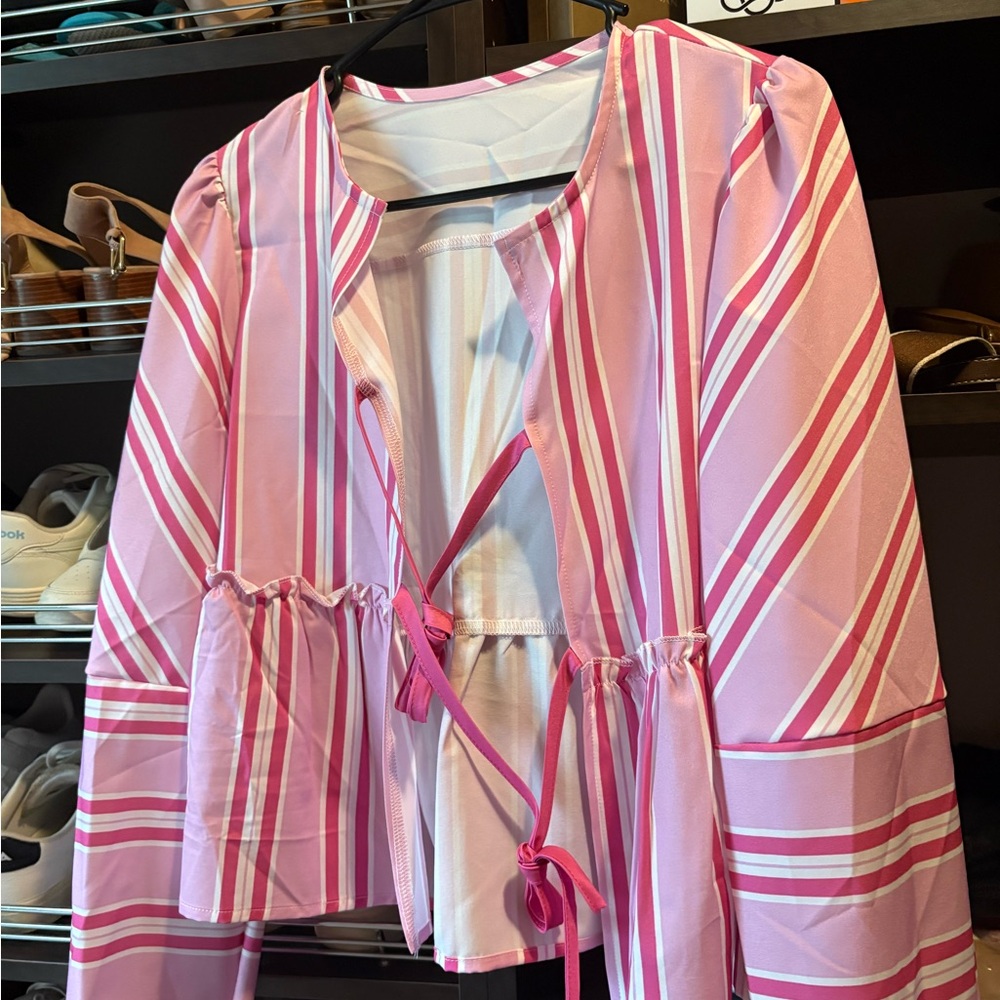 SHEIN Pink Striped Blouse